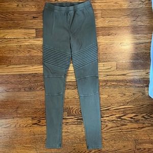 Green Moto leggings